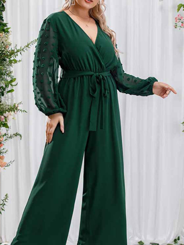 Stilla | Størrelse Forførende Sløjfe Dame Blonde Lige Løs Høj Talje Ensfarvet Jumpsuit