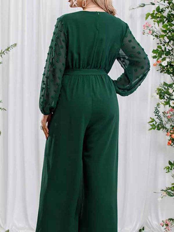Stilla | Størrelse Forførende Sløjfe Dame Blonde Lige Løs Høj Talje Ensfarvet Jumpsuit