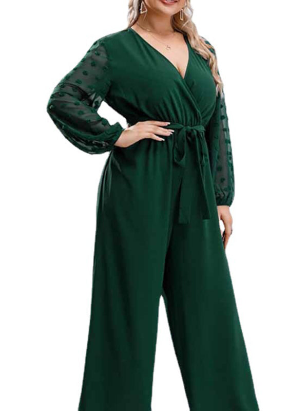 Stilla | Størrelse Forførende Sløjfe Dame Blonde Lige Løs Høj Talje Ensfarvet Jumpsuit