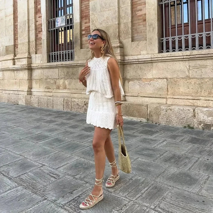 Stilla | Elegant Sæt Af Boho Top og Nederdel