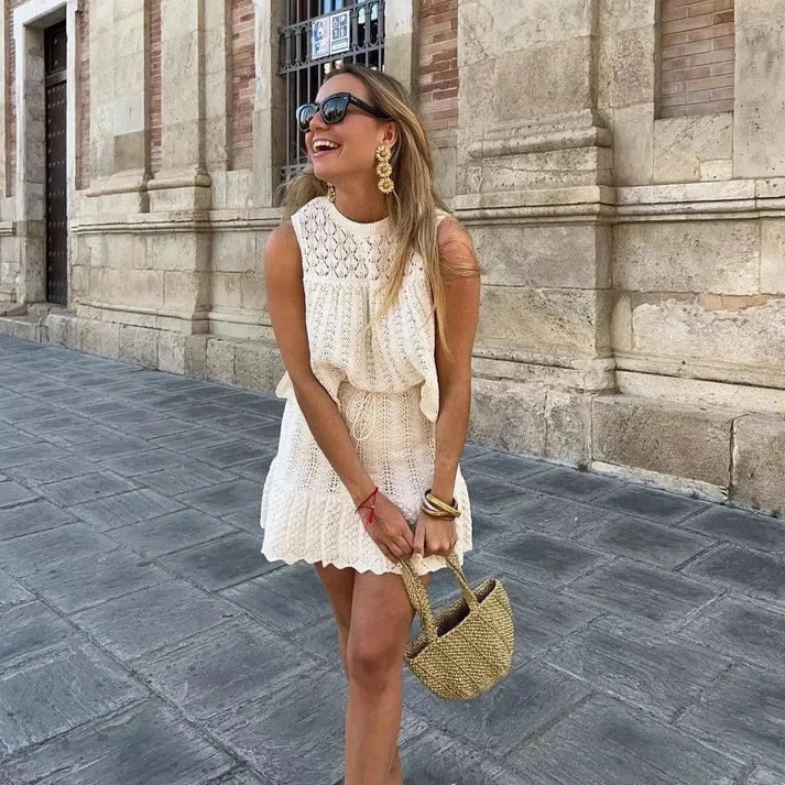 Stilla | Elegant Sæt Af Boho Top og Nederdel