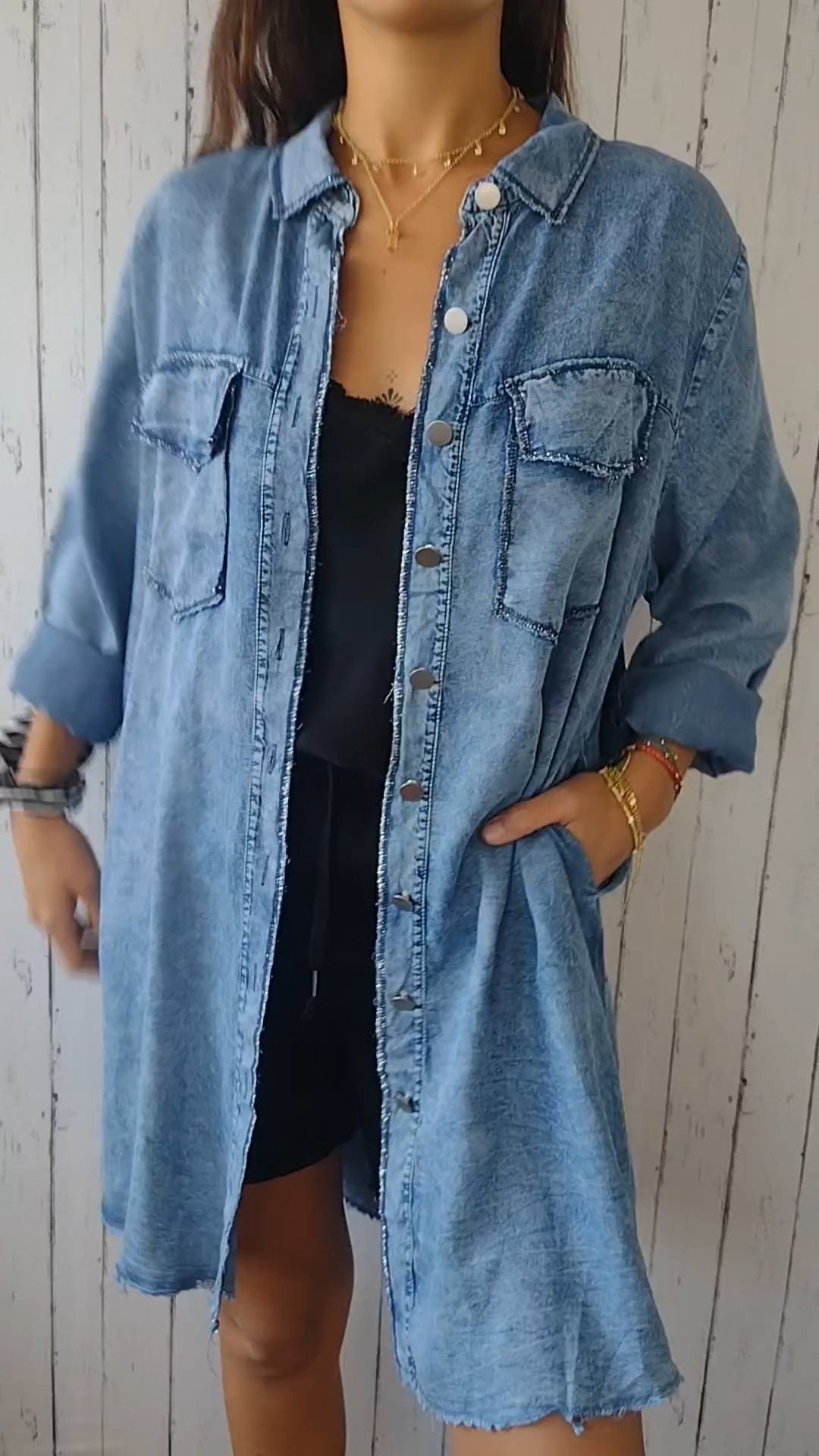 Stilla | Behagelig Jeansskjorte Med Lang Jakke