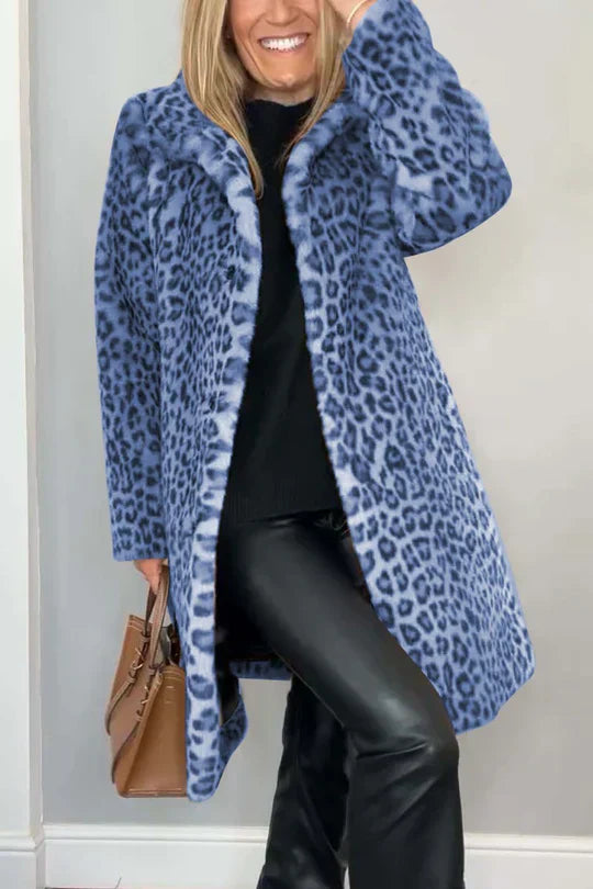 Stilla | Klassisk Vinterfrakke til Kvinder med Leopardprint