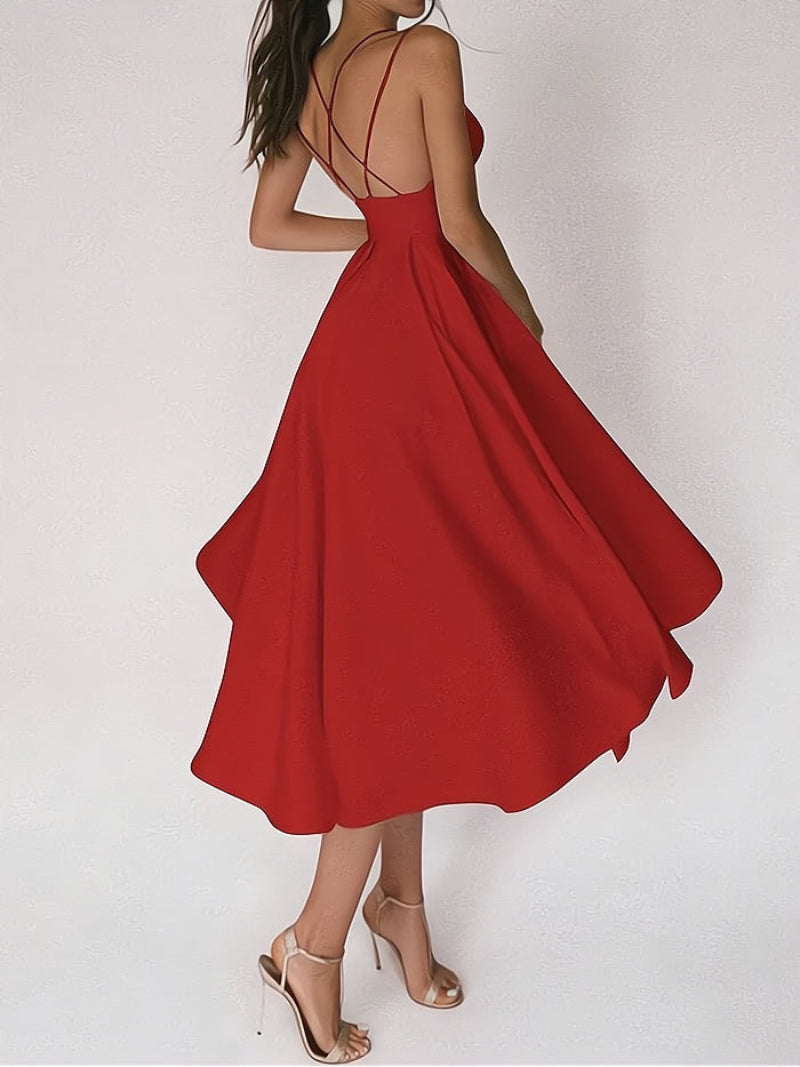 Stilla | Elegant Cinched Waist V-Hals Bryllupsgæst Kjole