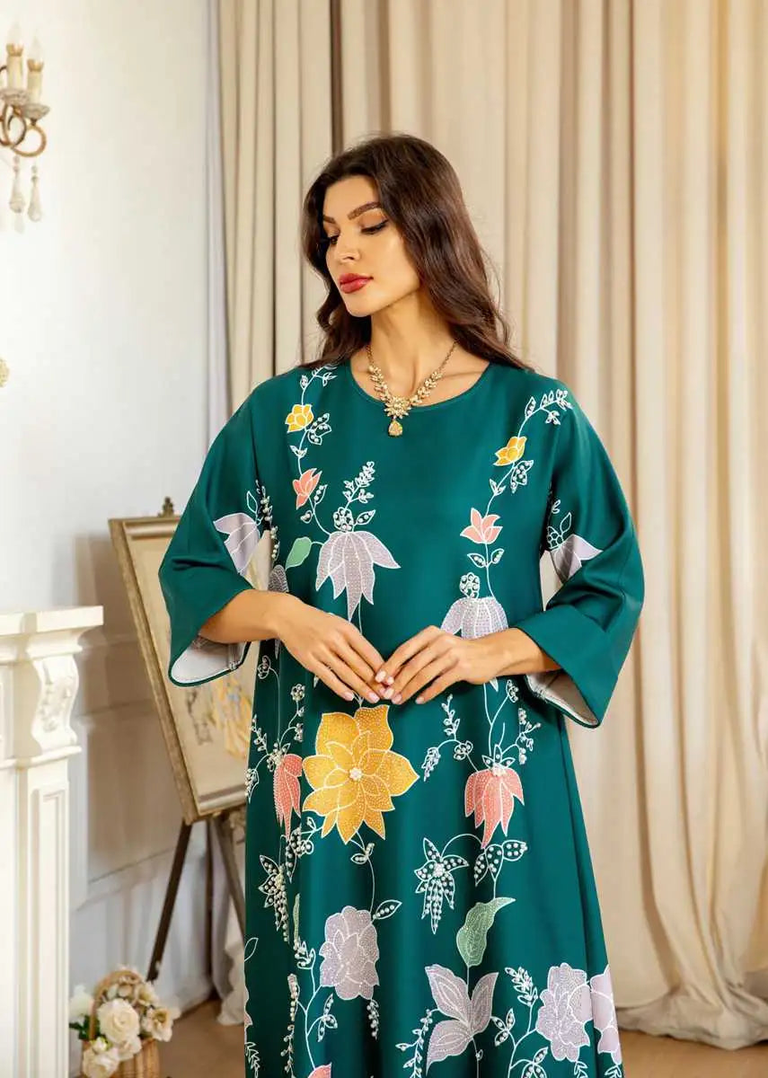 Stilla | Eid Kjole Hotfix Rhinsten Perler Kaftan Kjole