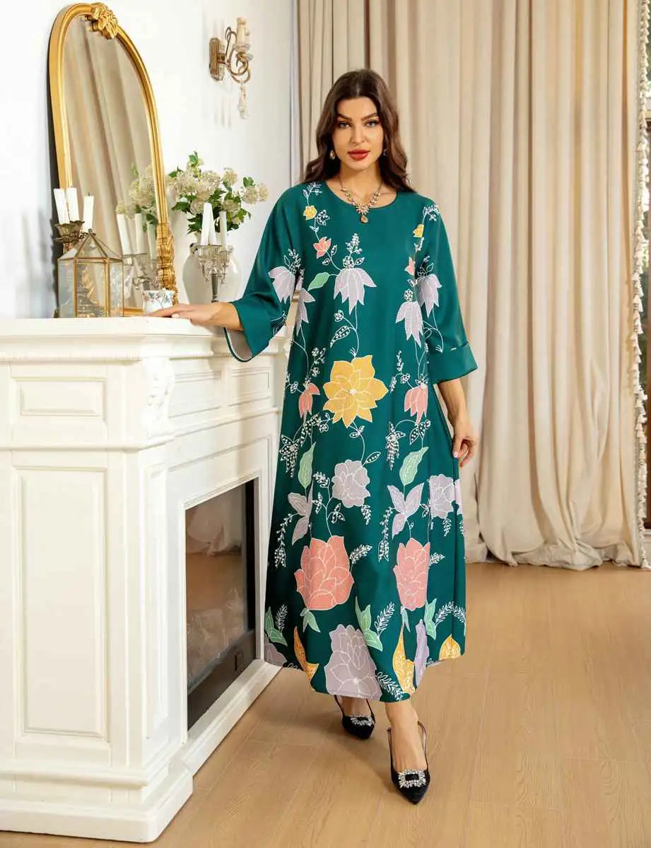 Stilla | Eid Kjole Hotfix Rhinsten Perler Kaftan Kjole