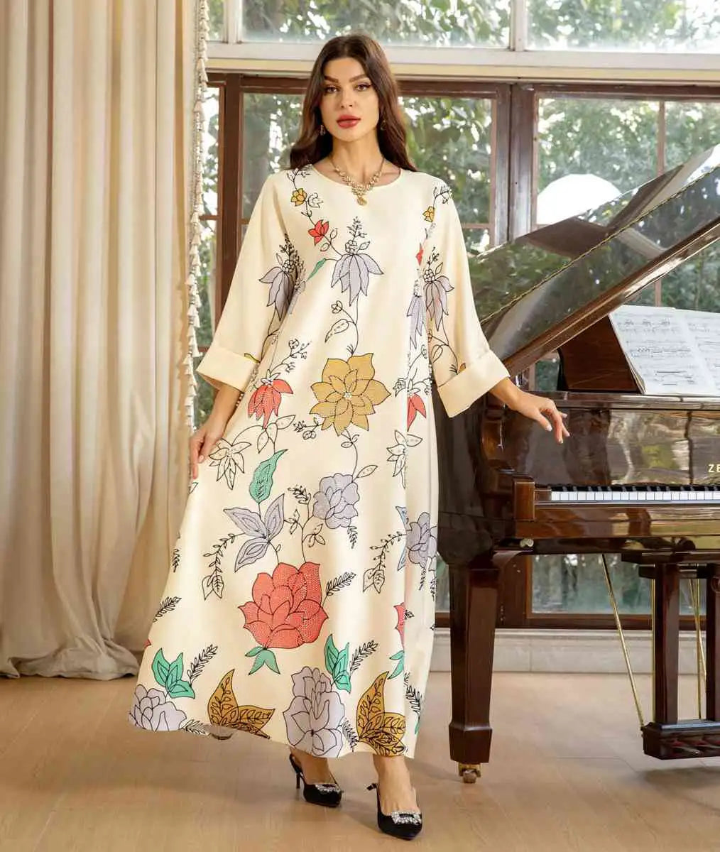 Stilla | Eid Kjole Hotfix Rhinsten Perler Kaftan Kjole