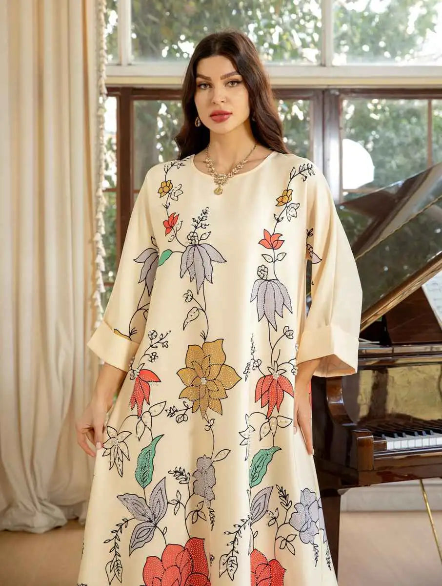 Stilla | Eid Kjole Hotfix Rhinsten Perler Kaftan Kjole