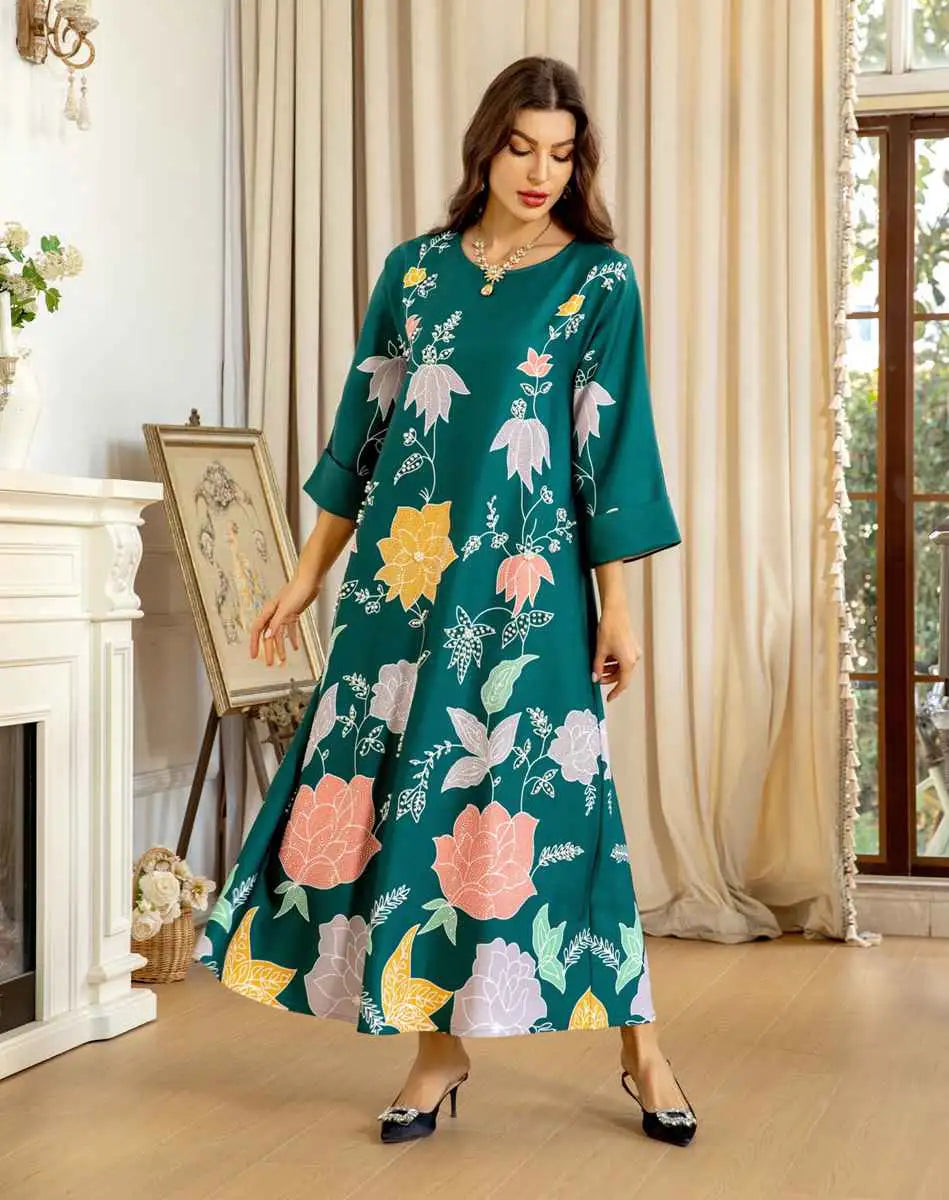 Stilla | Eid Kjole Hotfix Rhinsten Perler Kaftan Kjole