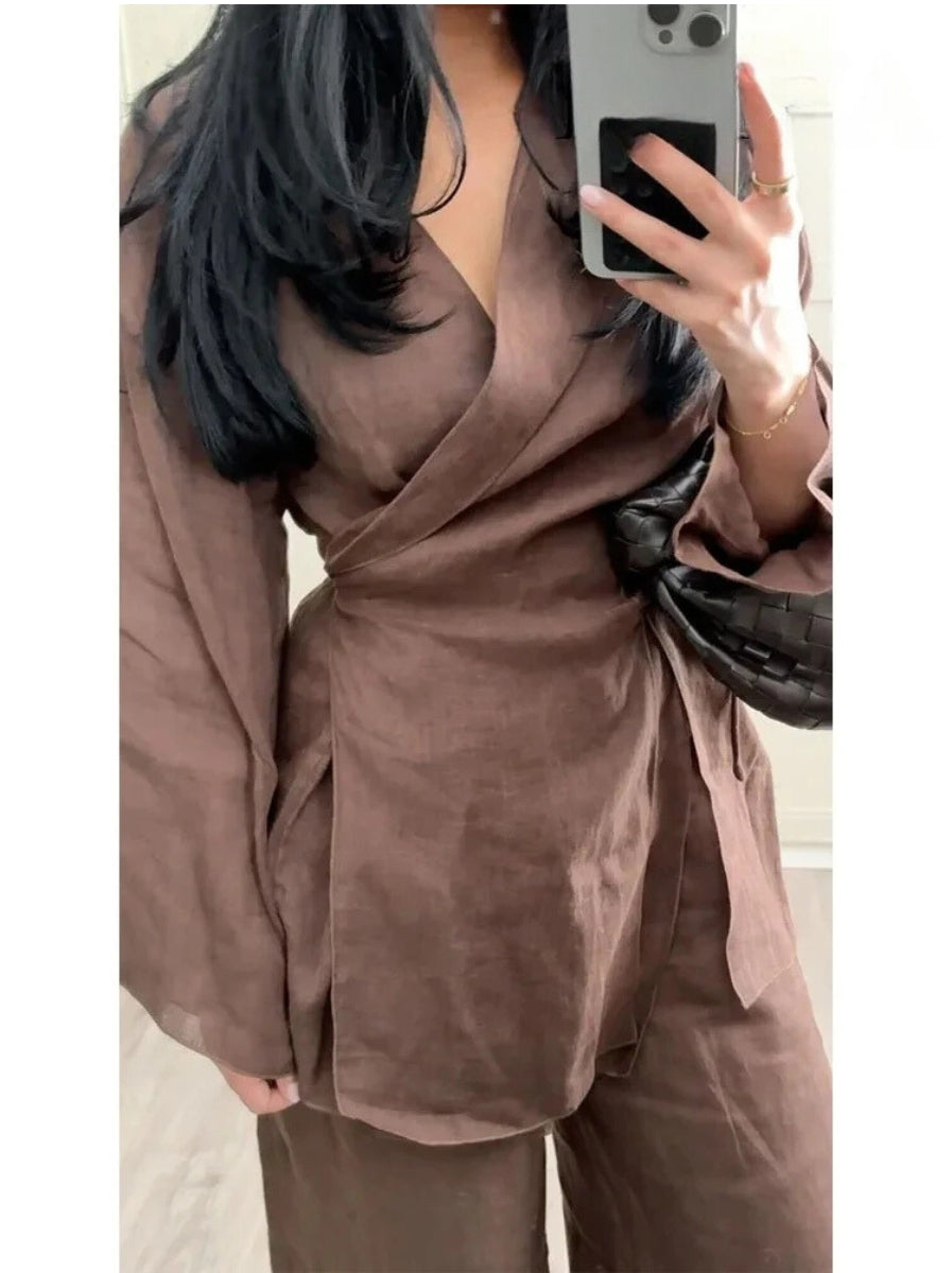Stilla | Let Linned Kimono Sæt