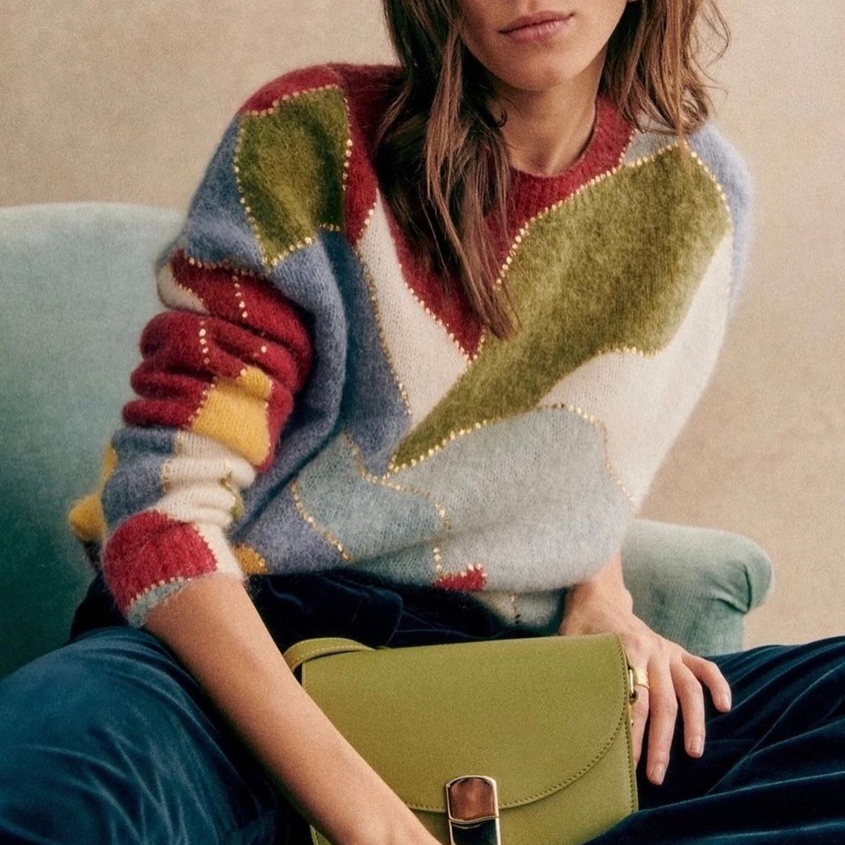 Stilla | Patchwork Dames Trui i Cashmere Trøje til kvinder