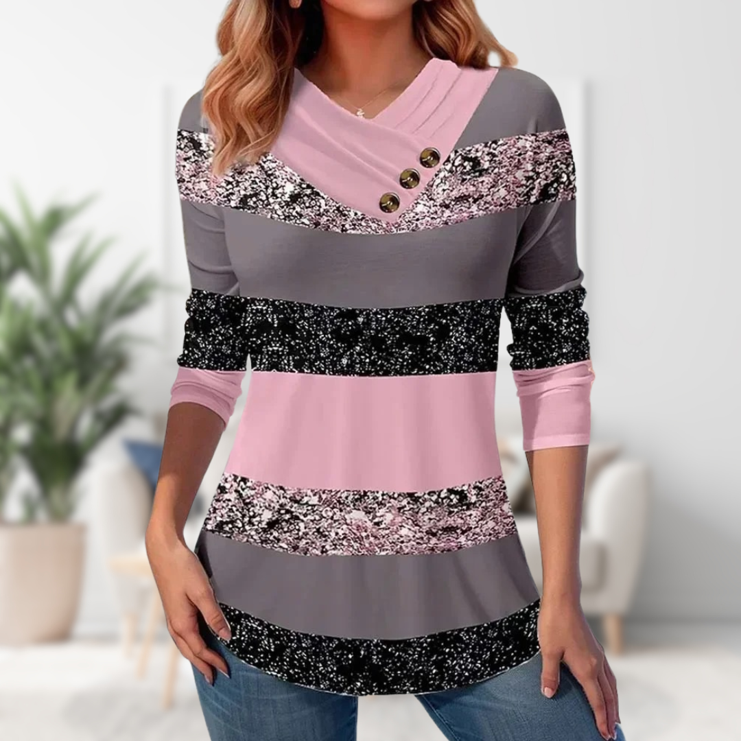 Stilla | Stribet bluse med knap