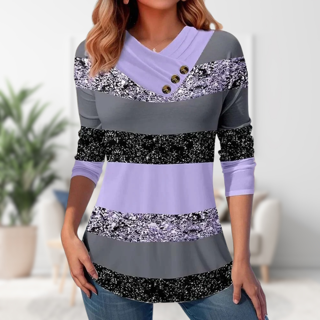 Stilla | Stribet bluse med knap