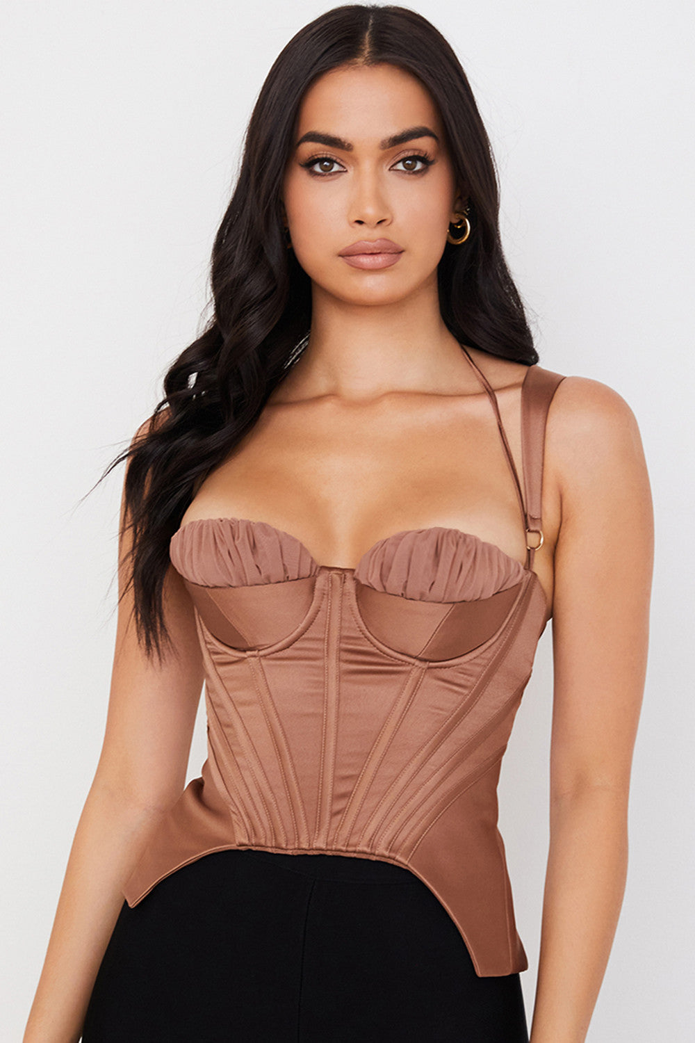 Stilla | Toffee Satin Peplum Korset