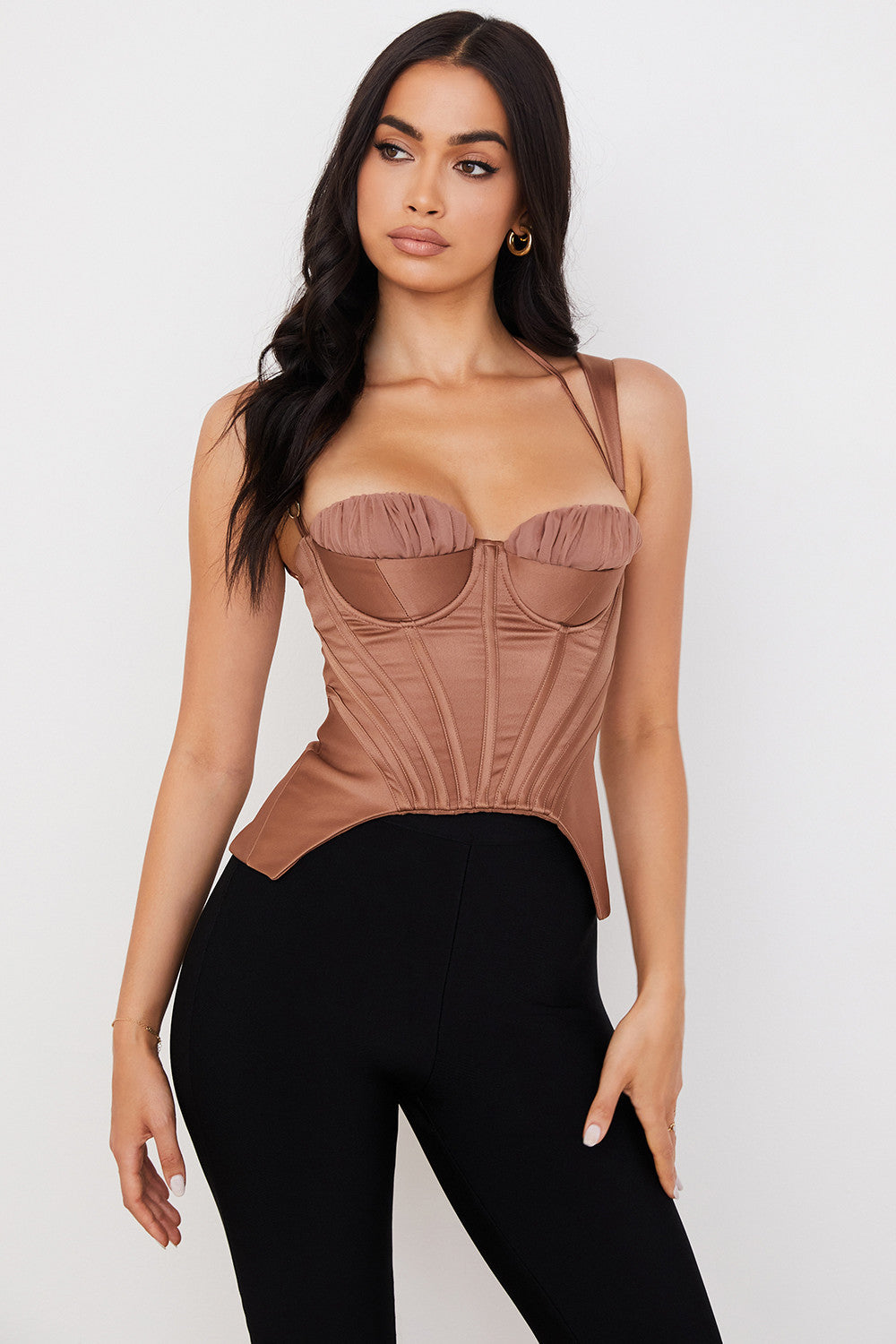 Stilla | Toffee Satin Peplum Korset