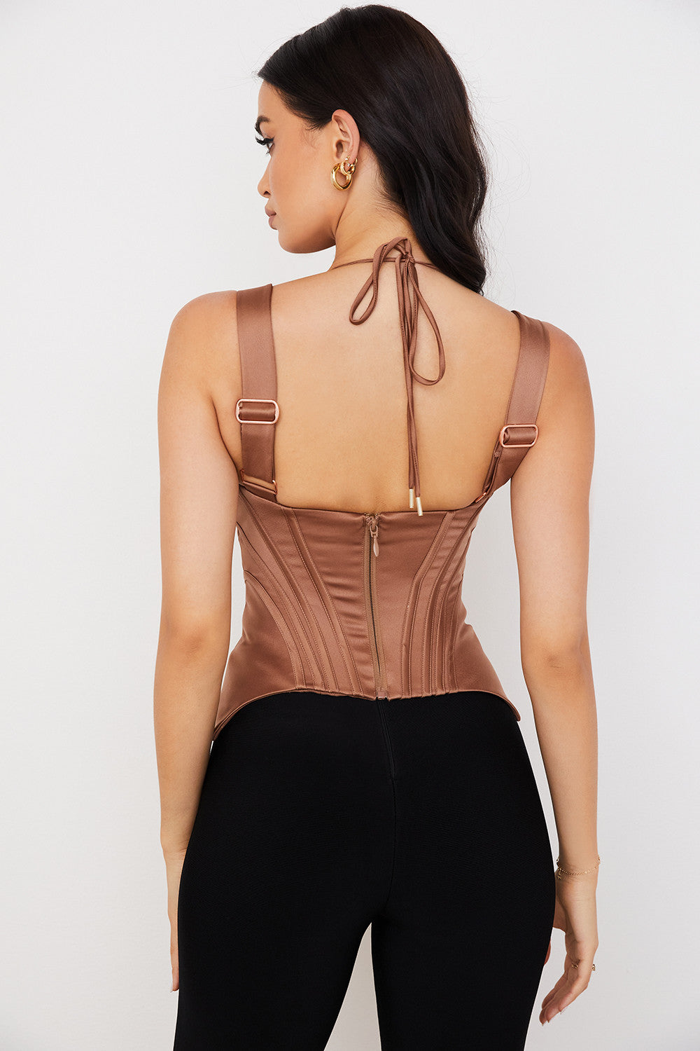 Stilla | Toffee Satin Peplum Korset