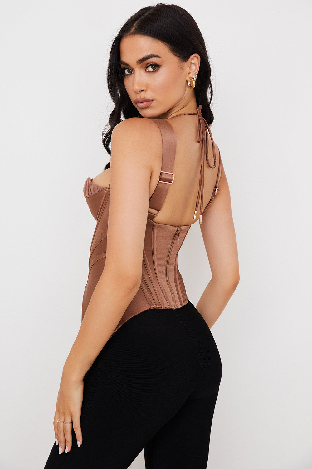 Stilla | Toffee Satin Peplum Korset