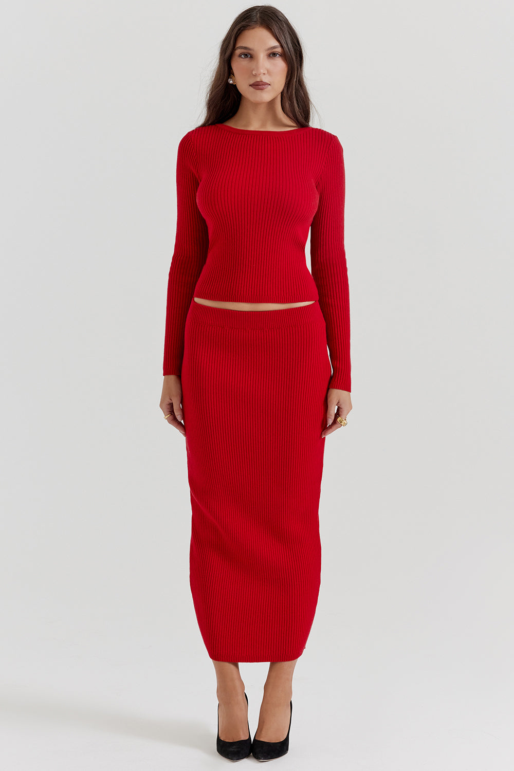Stilla | Scarlet Rød Cashmere Mix Trøje Med Sløjfe