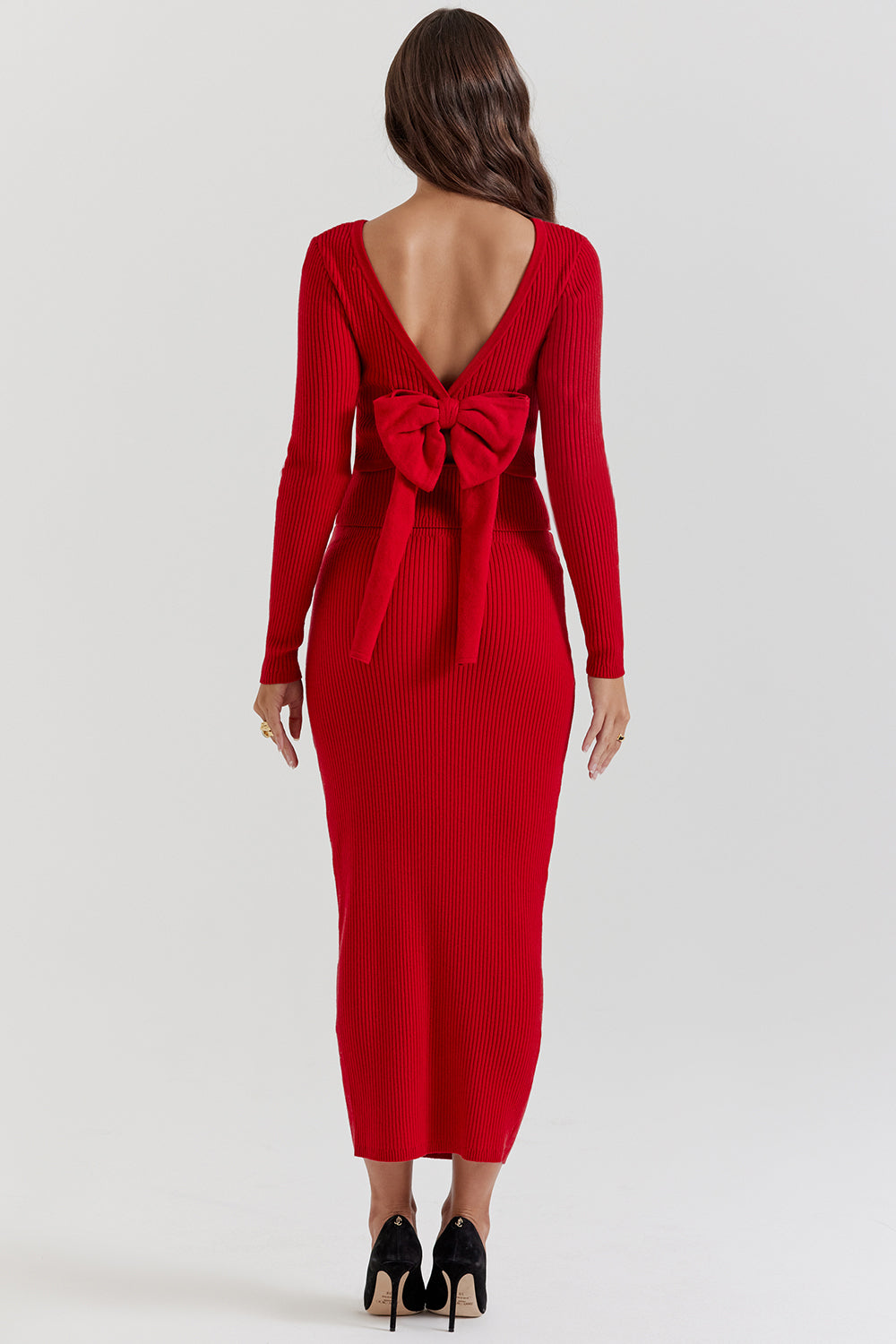 Stilla | Scarlet Rød Cashmere Mix Trøje Med Sløjfe