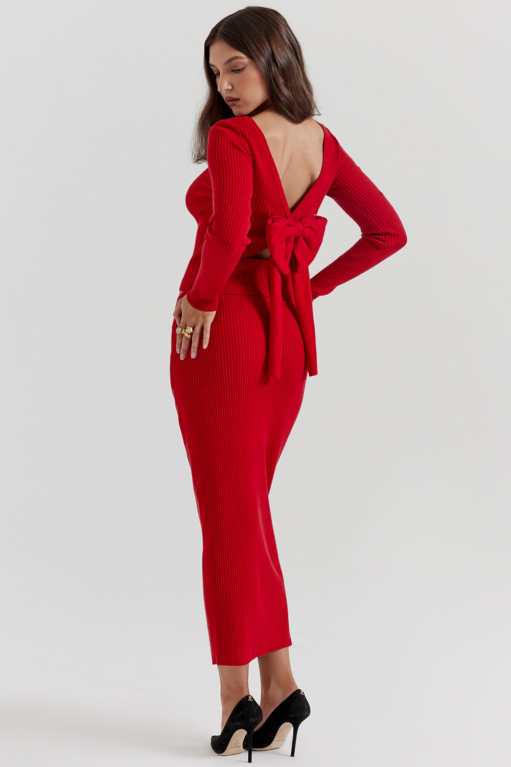 Stilla | Scarlet Rød Cashmere Mix Trøje Med Sløjfe