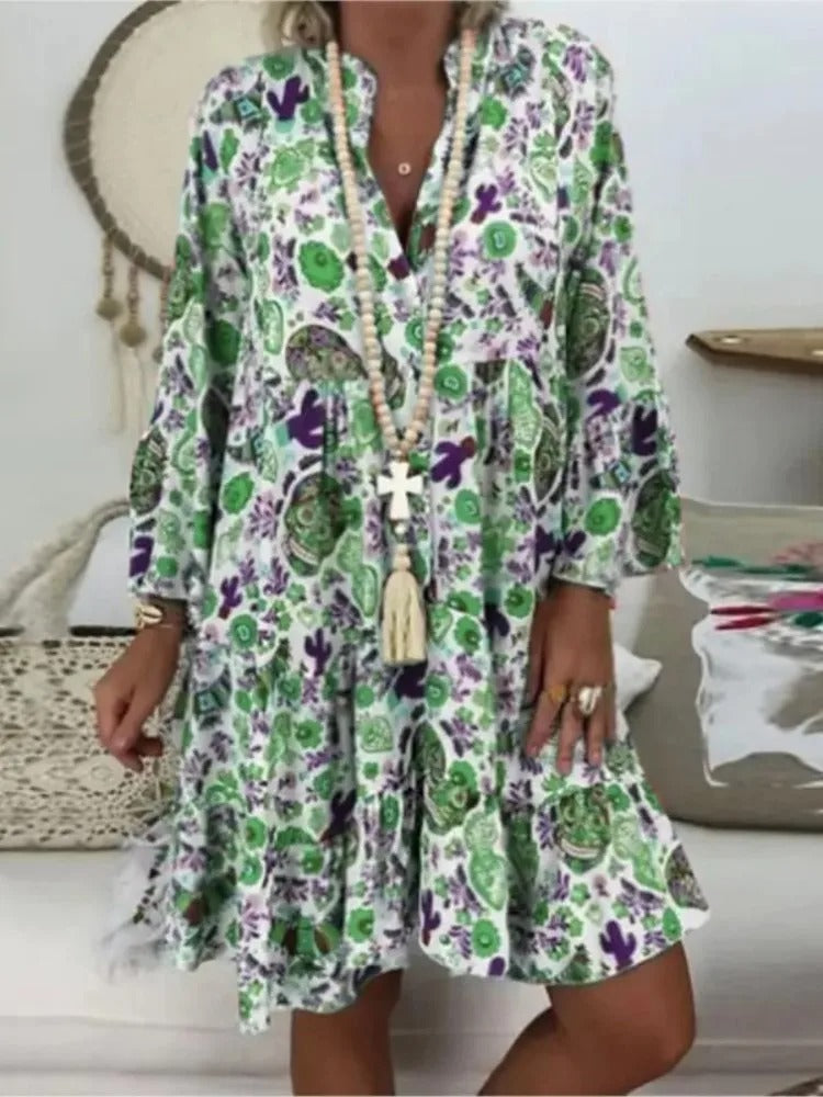 Stilla | Blomstret Kjole med Print