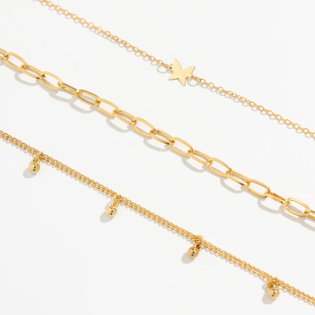 Minimalist 3Pcs Bold Label Sommerfugl Anklet Sæt