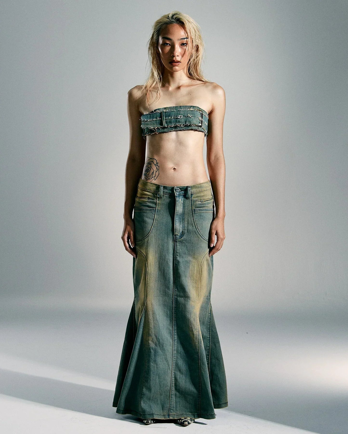 Stilla | Lang Denim Nederdel