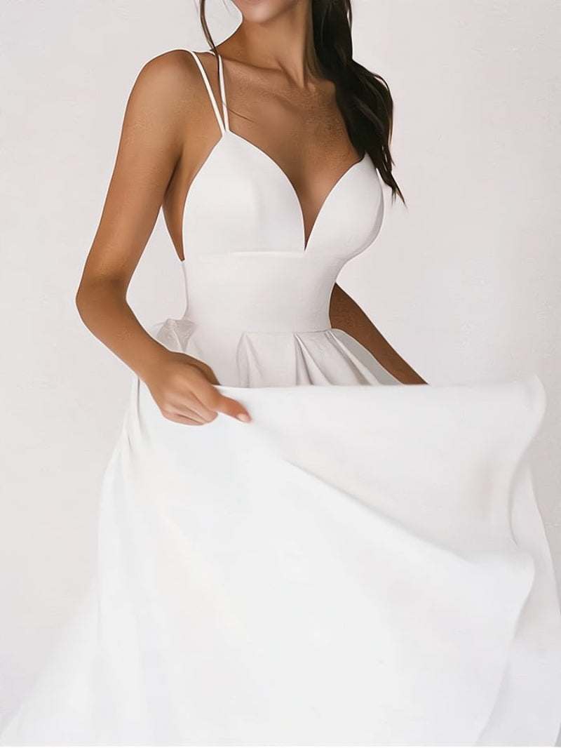 Stilla | Elegant Cinched Waist V-Hals Bryllupsgæst Kjole