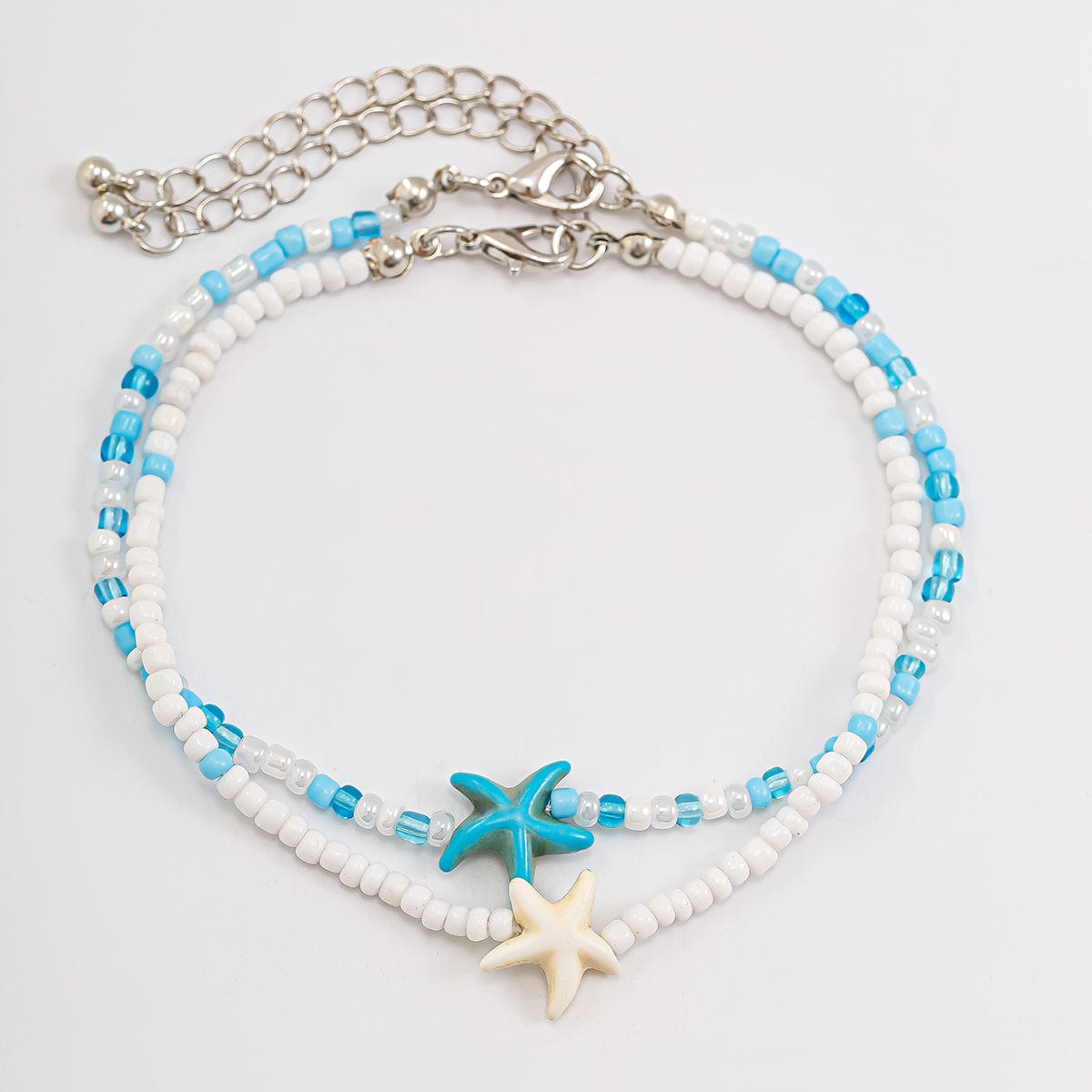 Ocean Style Søstjerne Krystal Frøperler Anklet Sæt