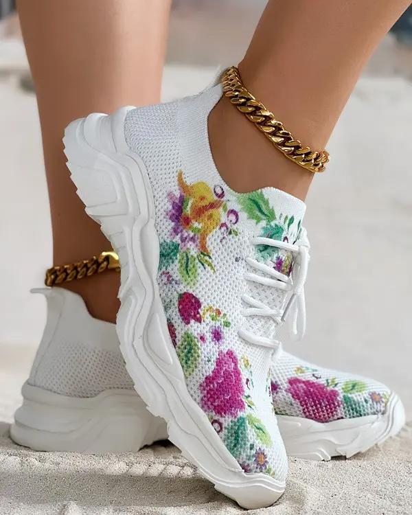 Stilla | Blomster mønster Sneakers Dame