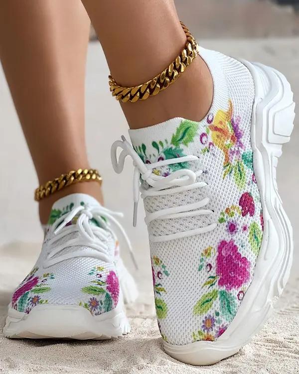 Stilla | Blomster mønster Sneakers Dame