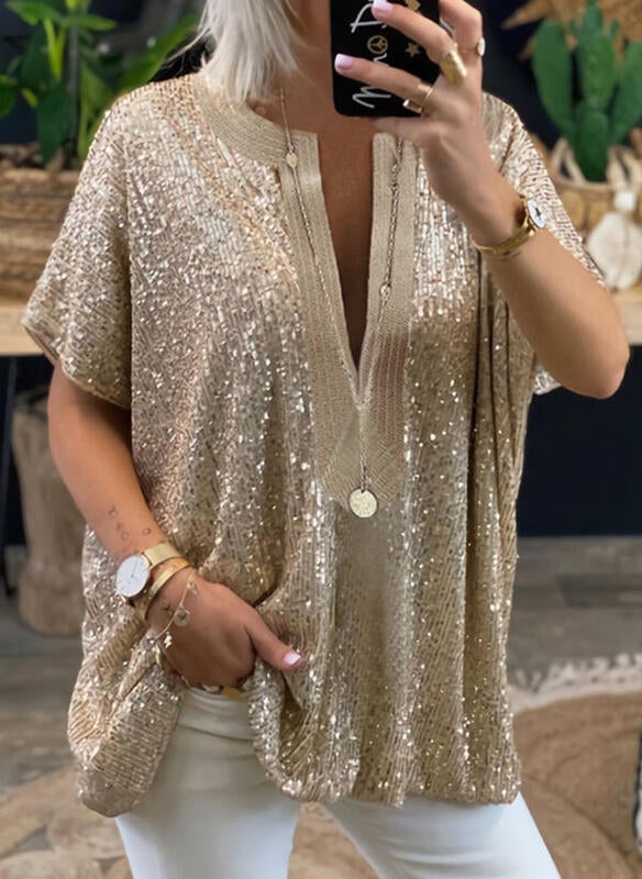 Stilla | Bluse Med Glitrende Pailletter