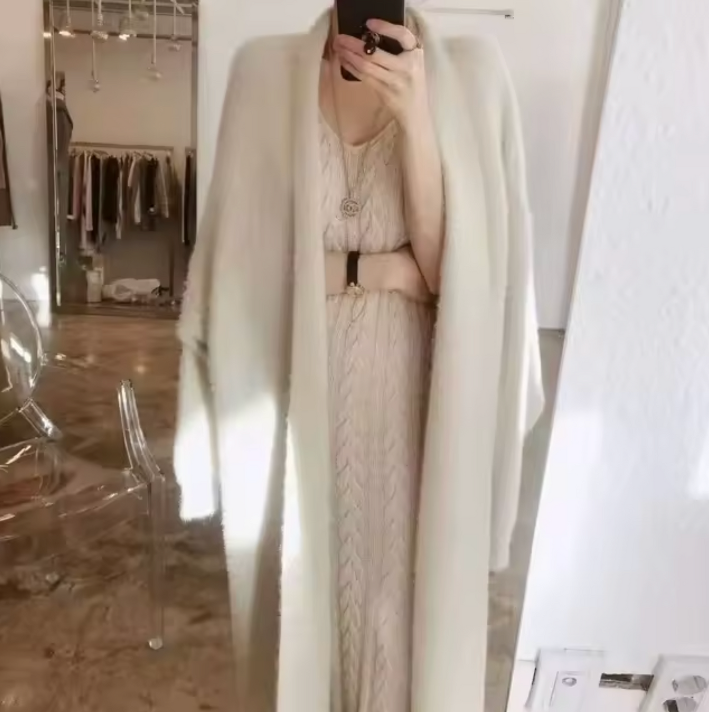 Stilla |Lang cashmere strik cardigan