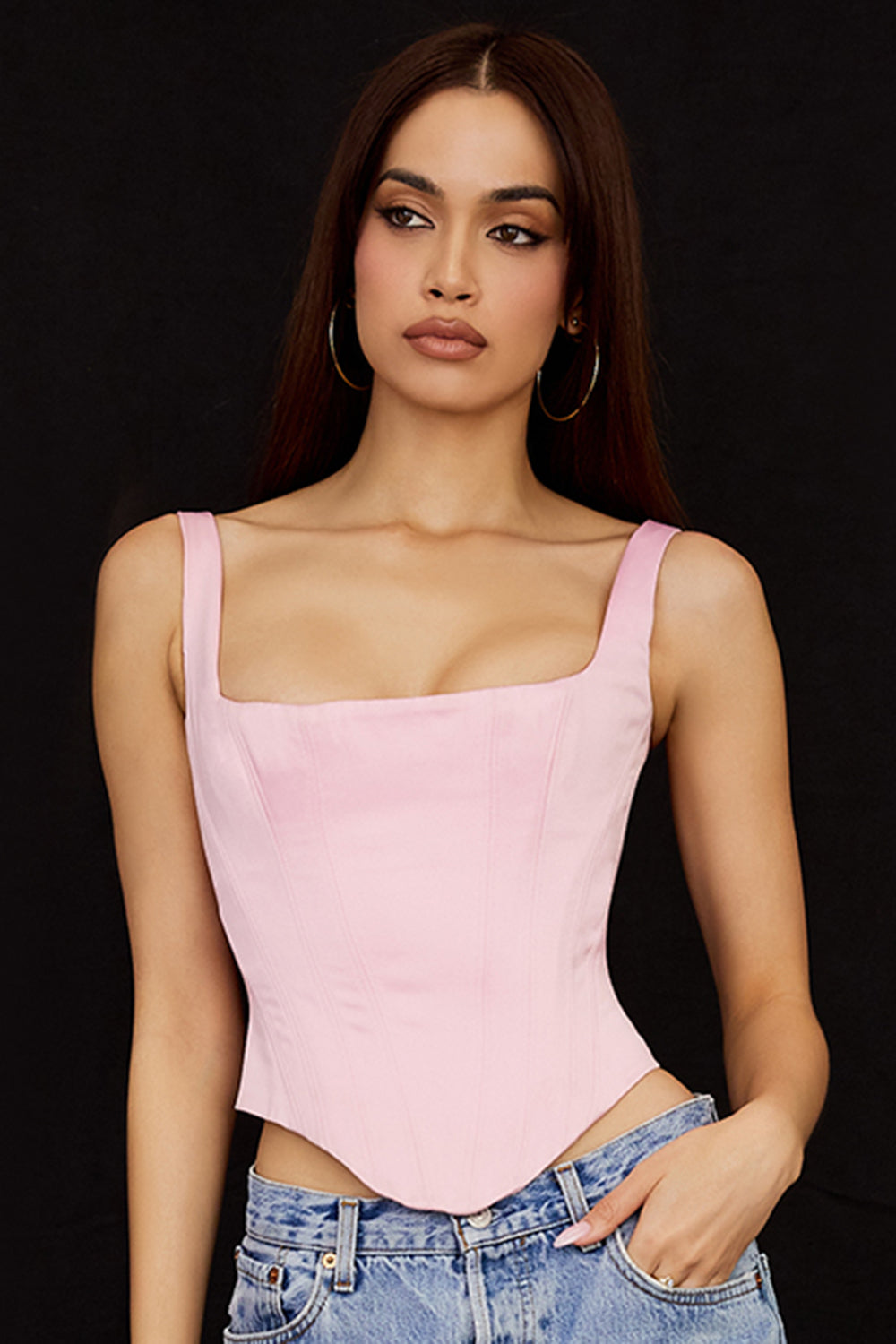 Stilla | Fairy Pink Satin Longline Korset