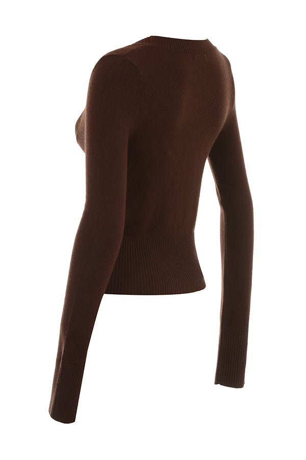 Stilla | Top Med Rund Hals Og Bukser Chokolade Cashmere Blanding