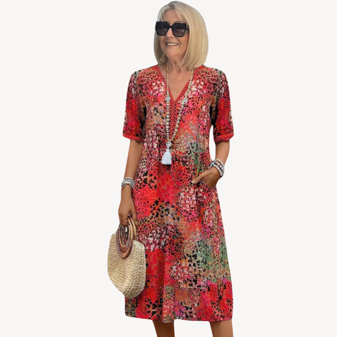 Stilla | Kvinders Bomulds Boho Midi Kjole