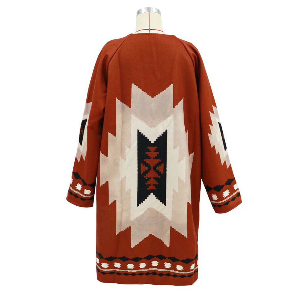 Stilla | Boheme inspireret Åben Cardigan med Geometriske Mønstre