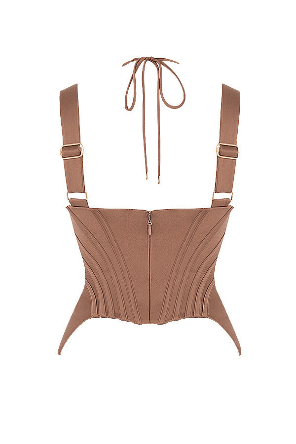 Stilla | Toffee Satin Peplum Korset