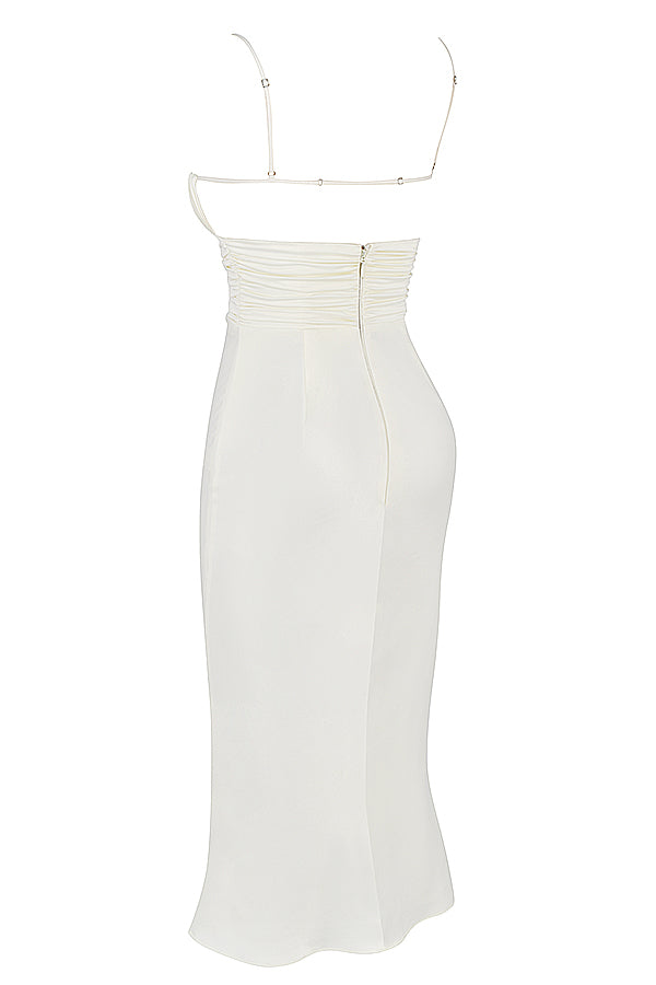 Stilla | Ivory Satin Korset Midikjole