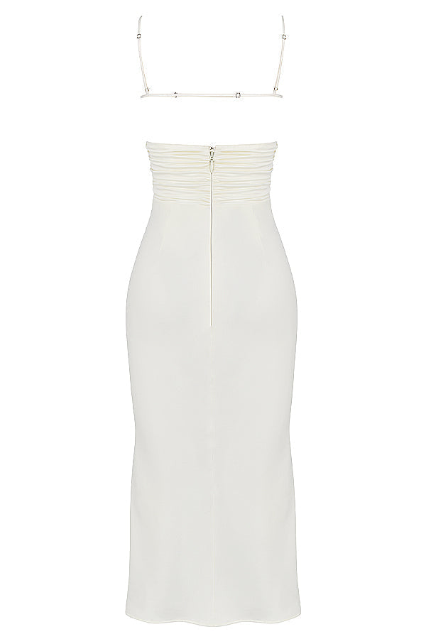 Stilla | Ivory Satin Korset Midikjole