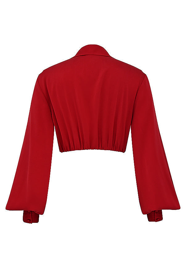 Stilla | Cherry Silke Blouson Top Med Draperet Silke Maxi Nederdel