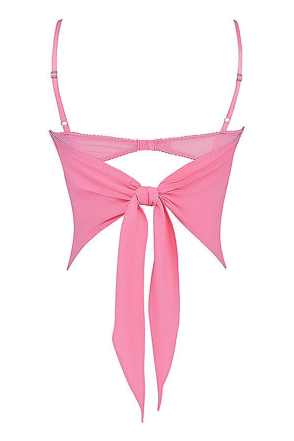 Stilla | Fransk Pink Top Med Lommetørklædekant Og Flydende Mini Nederdel