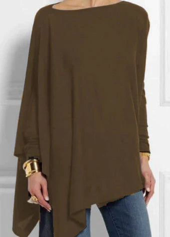 Stilla | Elegante Poncho Cashmere-blend Med Asymmetrisk Snit