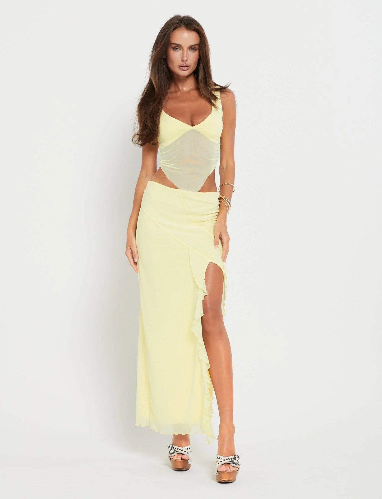 Stilla | Side Split Maxi Nederdel Med Crop Top Sæt