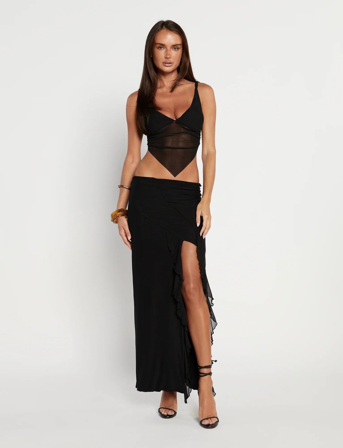 Stilla | Side Split Maxi Nederdel Med Crop Top Sæt