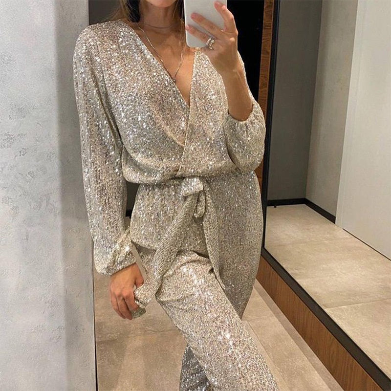 Stilla | Skinnende Palliet Jumpsuit