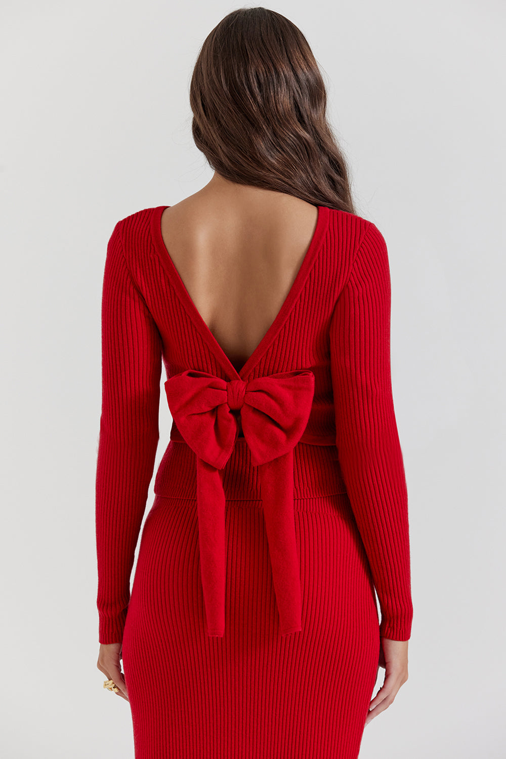 Stilla | Scarlet Rød Cashmere Mix Trøje Med Sløjfe