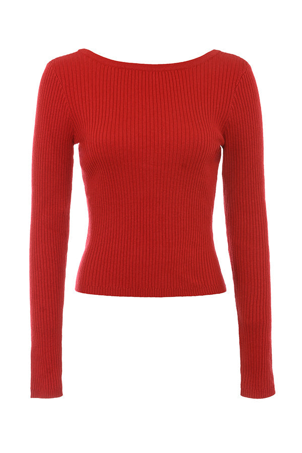 Stilla | Scarlet Rød Cashmere Mix Trøje Med Sløjfe