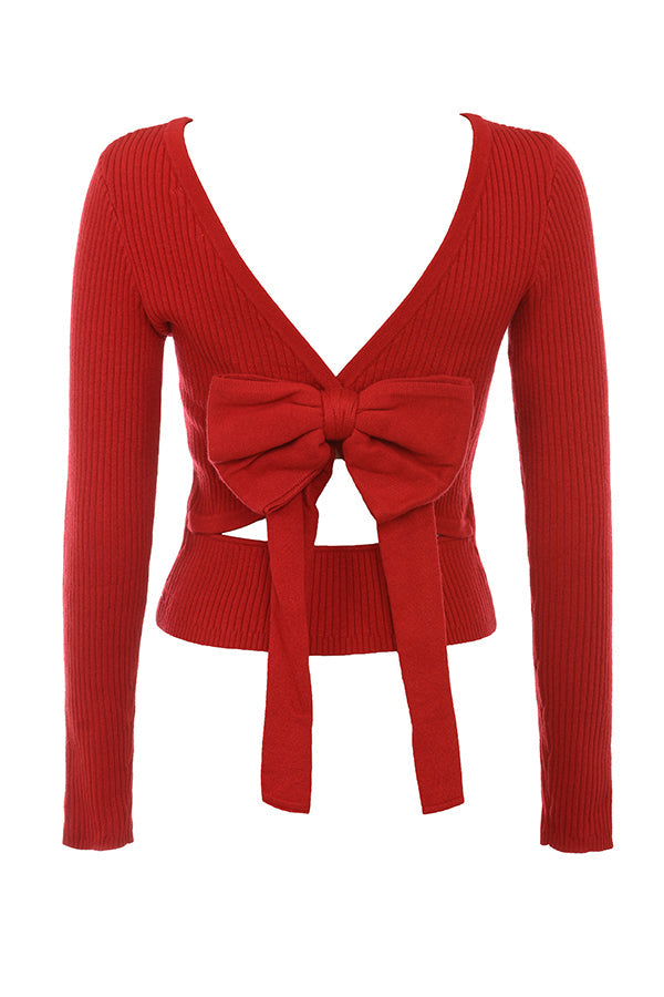 Stilla | Scarlet Rød Cashmere Mix Trøje Med Sløjfe