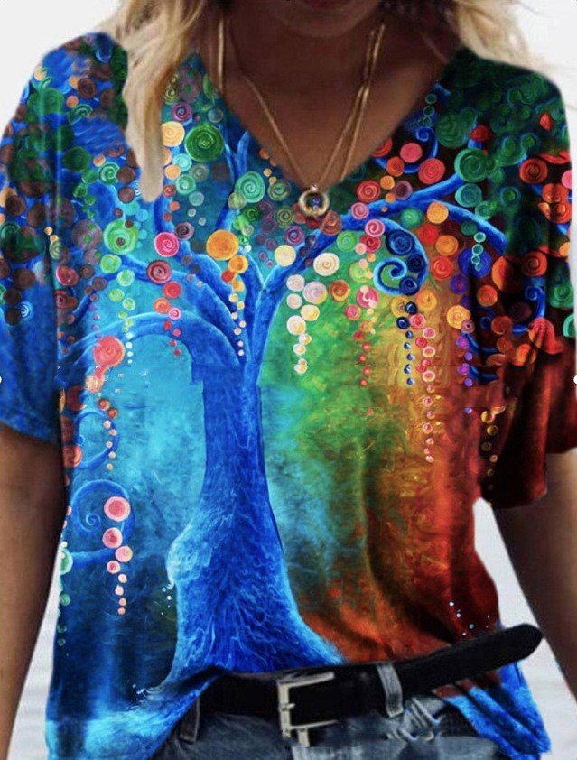 Stilla | shirt med V hals og print (model 2)